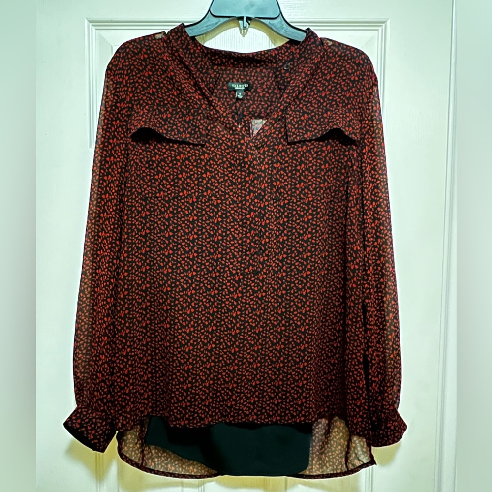 NEW Talbots Red black Blouse size 6 NEW WITH TAGS 🆕